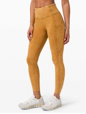 Lululemon Fast & Free w/ pockets 25” leggings Ice Dye in Spiced Bronze, Size 6
